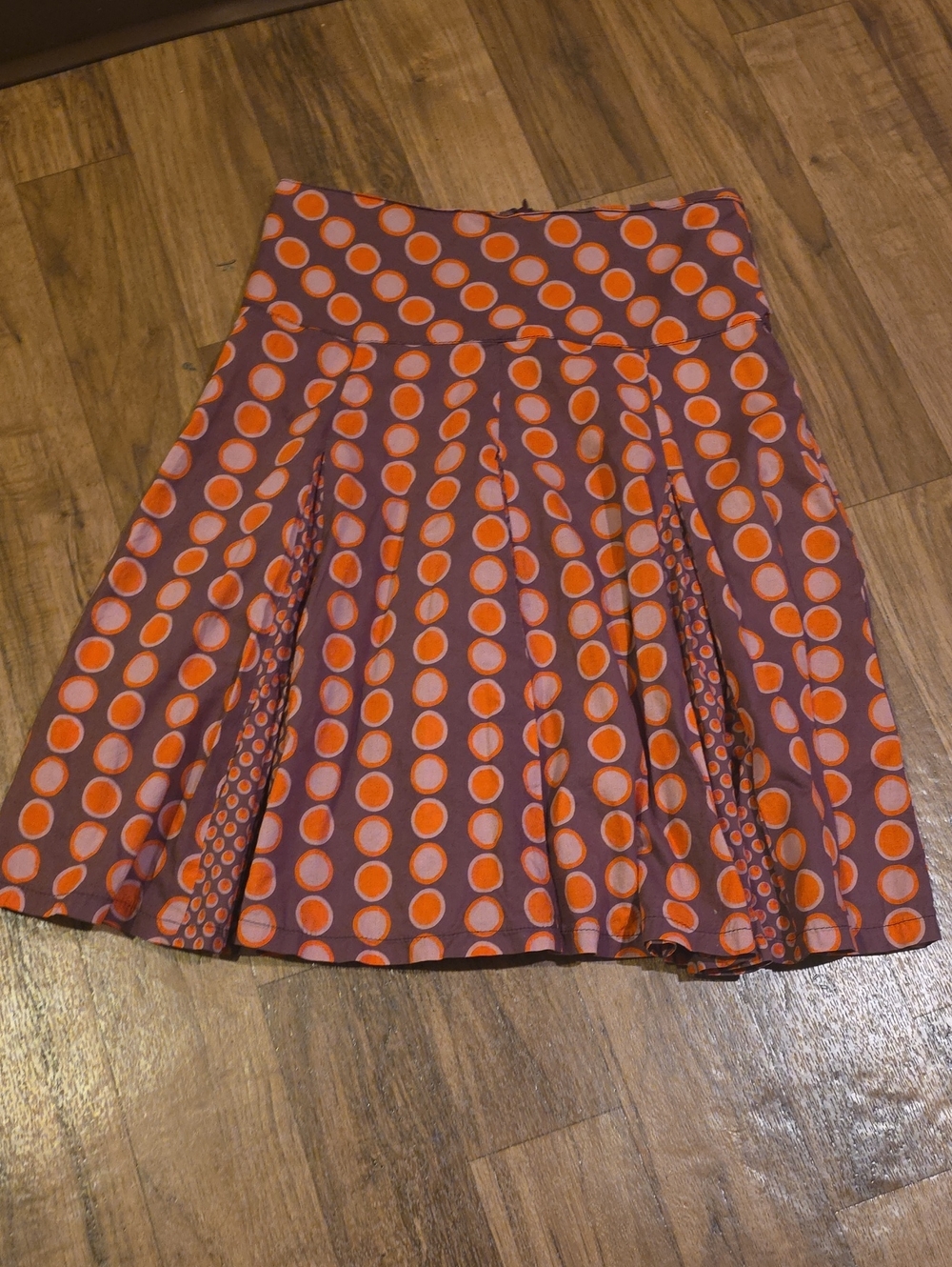Polka Dot Orange & Purple Pleated Skirt